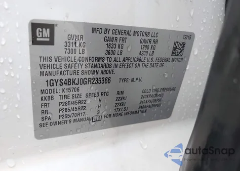 2016 Cadillac Escalade Luxury Collection из США, поврежденный, VIN 1GYS4BKJ0GR235366